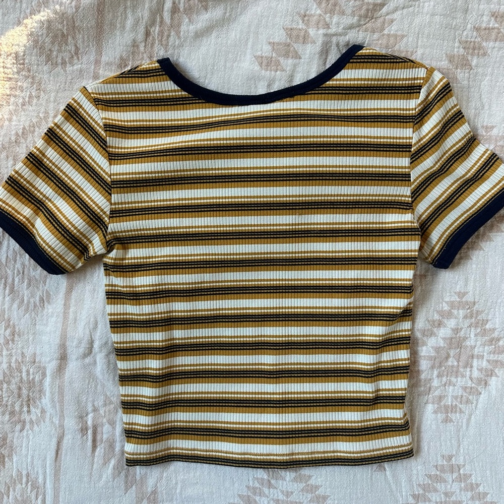UNIONBAY Yellow and Black Striped Crop Top